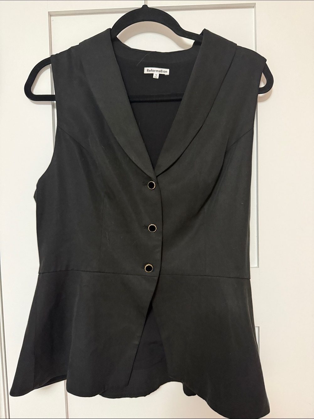 Reformation Black Sleeveless Peplum Blazer